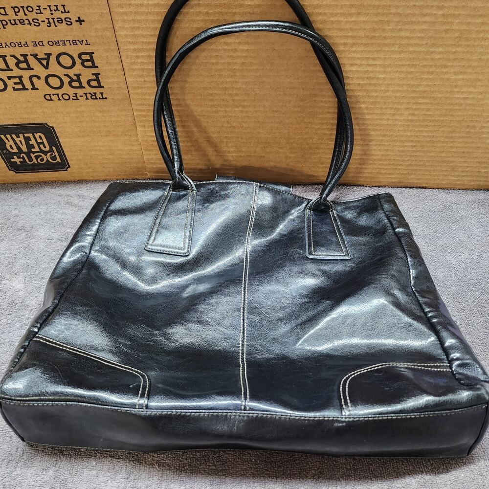 Buxton black leather tote Purse handbag b48